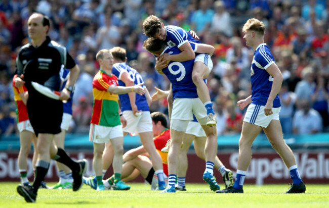 Finbarr Crowley and Kieran Lillis celebrate at the final whistle