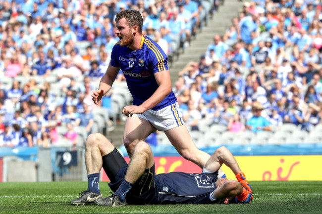 Stephen Cluxton is fouled by James McGivney