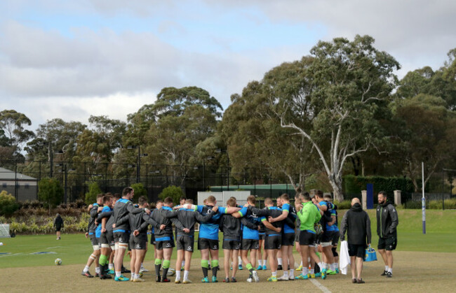 A view of the team huddle