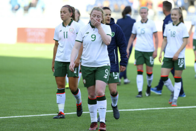 Amber Barrett dejected after the game