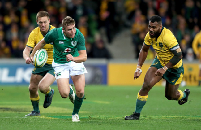 Jordan Larmour makes a break