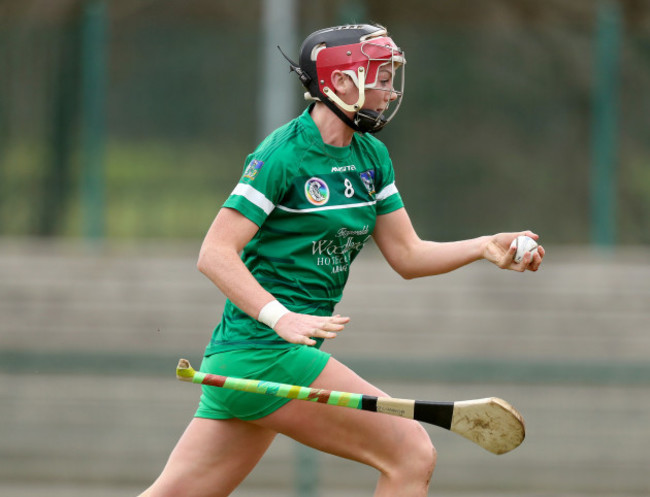 Sarah Carey loses her hurley as she scores a goal