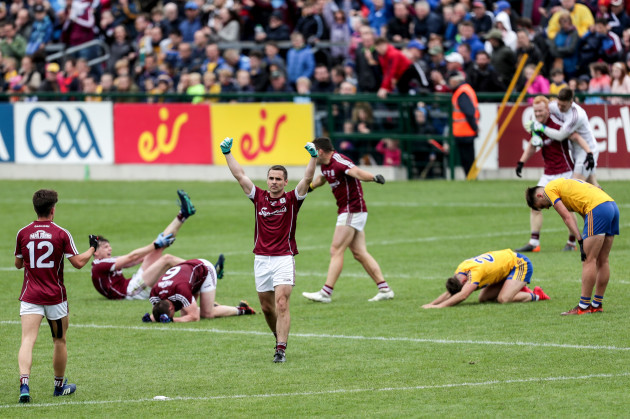 Galway players celebrate at the final whistle