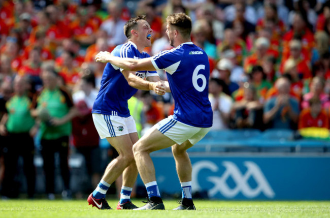 Niall Donoher and Colm Begley celebrate at the final whistle