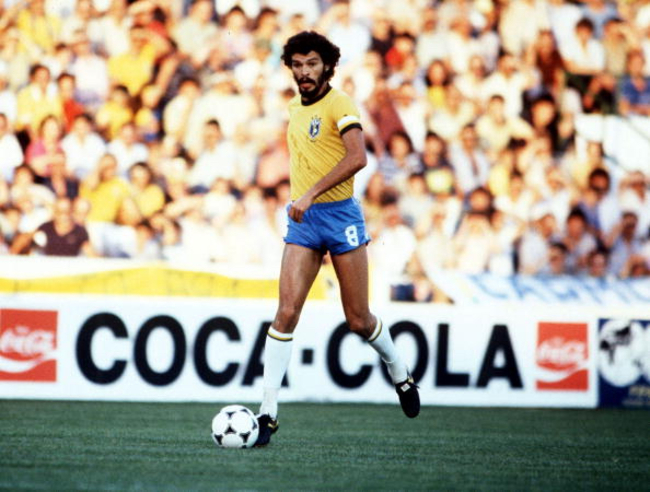 1982 World Cup Finals. Seville, Spain. 23rd June, 1982. Brazil 4 v New Zealand 0. Brazil's Socrates