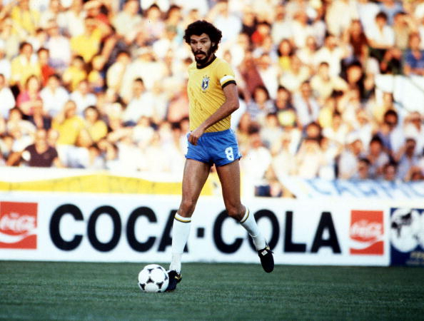 1982 World Cup Finals. Seville, Spain. 23rd June, 1982. Brazil 4 v New Zealand 0. Brazil's Socrates