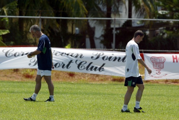 Mick McCarthy and Roy Keane at training