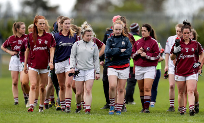 Galway players dejected after the game