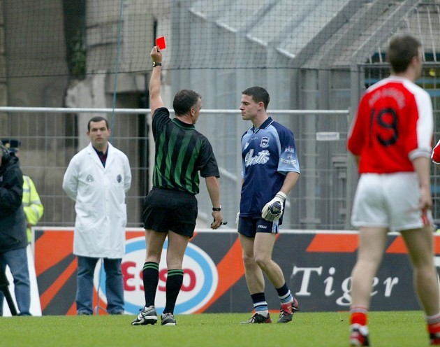 Stephen Cluxton recieves a red card