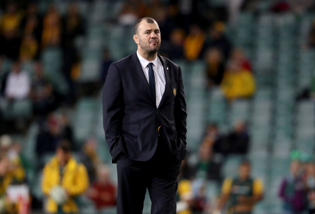 Michael Cheika during the warm up