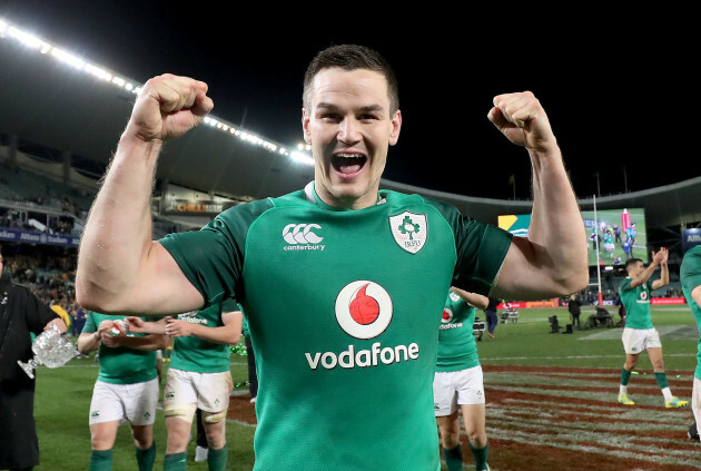 Johnny Sexton celebrates after the game