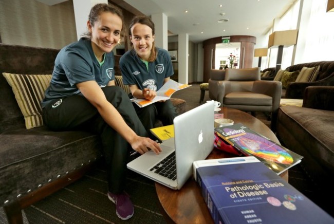 Dora Gorman and Ciara Grant studying for their third year medical exams