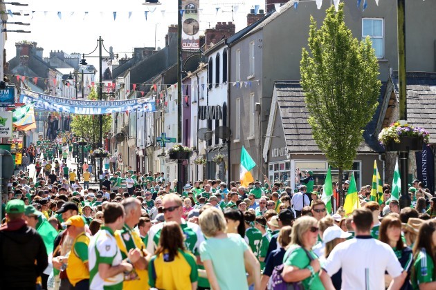 Fans before the match in Clones