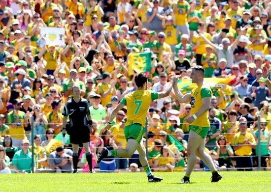 Ryan McHugh celebrates scoring with Patrick McBrearty