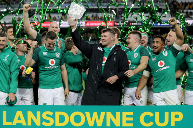Peter O'Mahony lifts the Lansdowne Cup