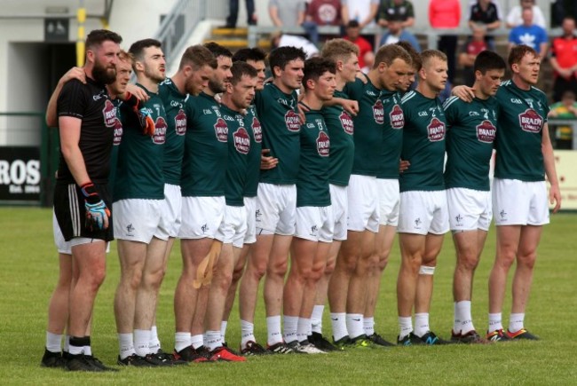 The Kerry team stand for the National Anthem