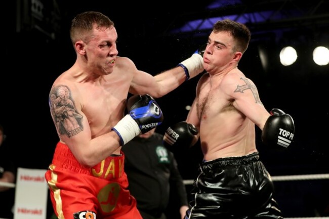 Craig O’Brien in action against Jay Byrne