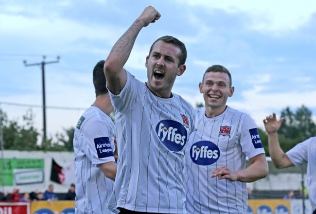 Kurtis Byrne celebrates scoring a goal