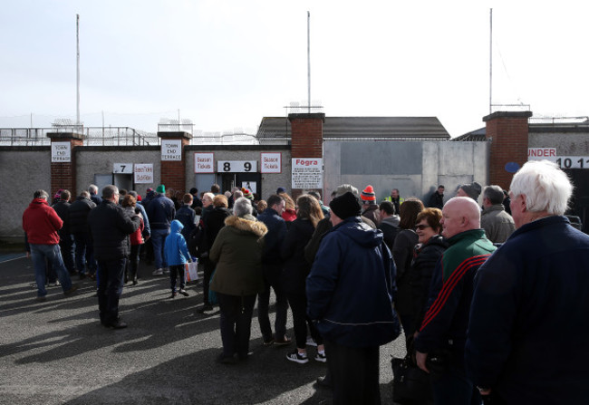 Kildare and Mayo fans waiting for the gates to open