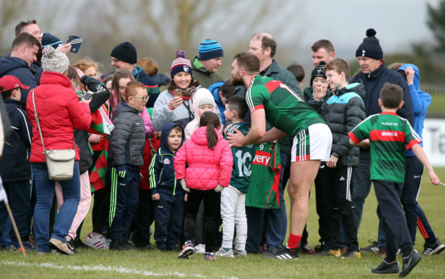 Aidan O'Shea stays for pictures with fans after the final whistle