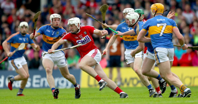 Sean O'Brien, Michael Cahill, Semaus Kennedy and Padraic Maher tackle Pat Horgan