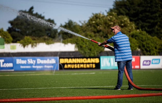 The pitch is watered