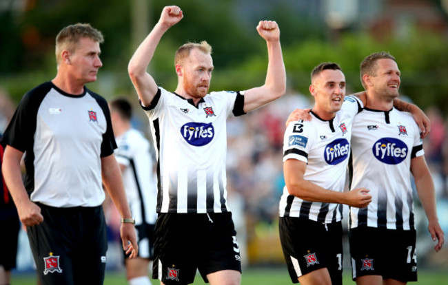 Chris Shields celebrates