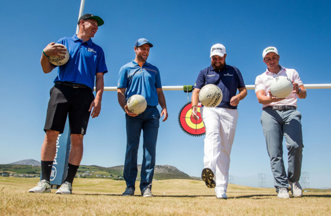 Kieran Donaghy, Michael Murphy, Shane Lowry and Paul Dunne at the GAA Challenge