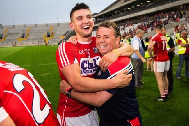 Denis Ring celebrates after the game with Shane Kingston