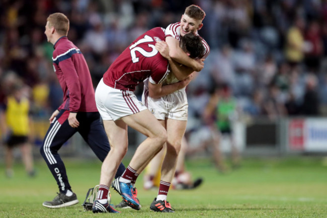 Cianan Fahy and Eanna Murphy celebrate after the final whistle