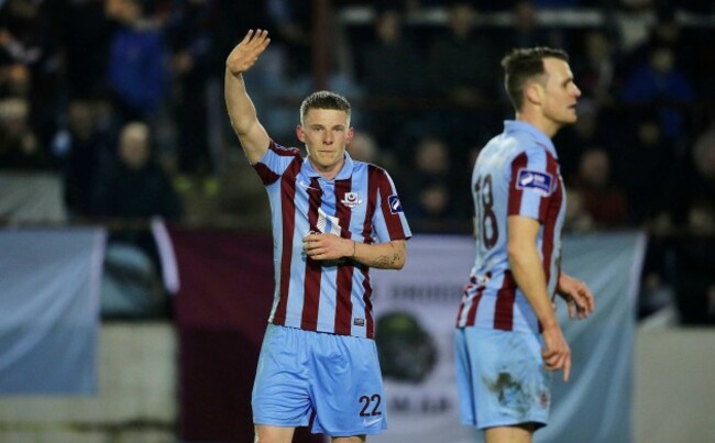 Eric Foley celebrates scoring a goal