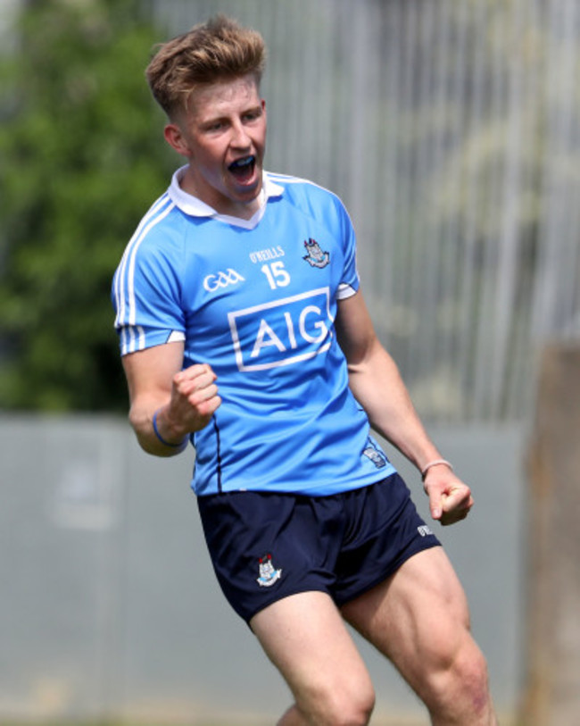 Sean Bugler celebrates scoring a goal