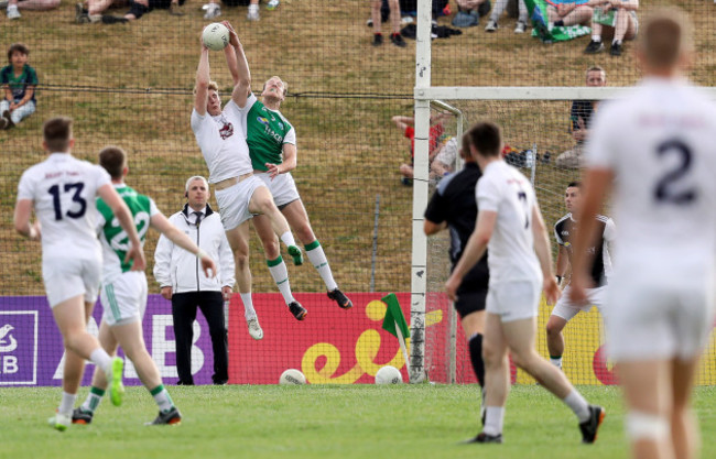 Daniel Flynn claims a high ball to score a goal