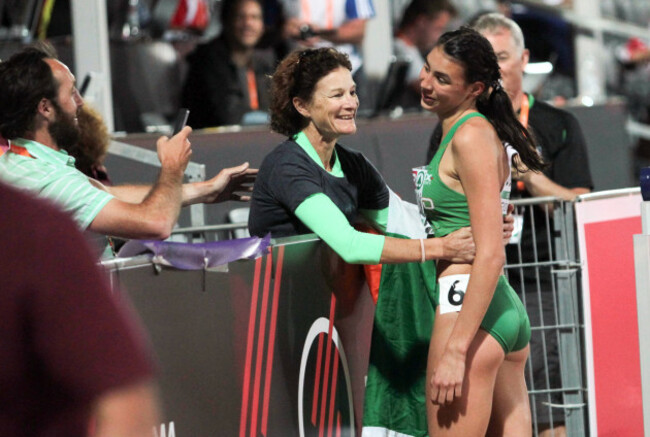 Sophie O&rsquo;Sullivan celebrates coming second with her mother Sonia