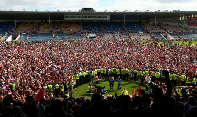 Galway fans on the field after the game