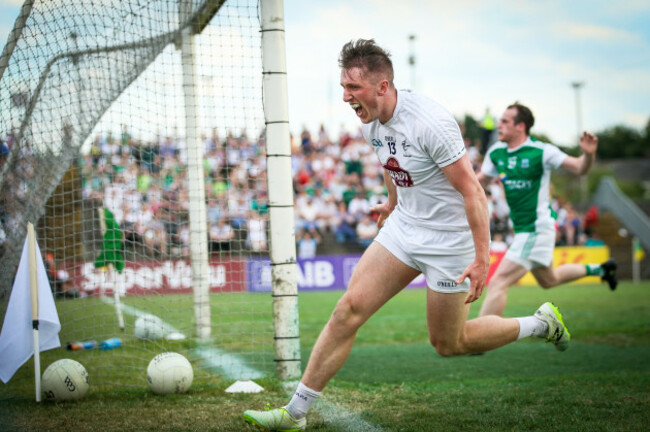 Neil Flynn celebrates scoring a goal