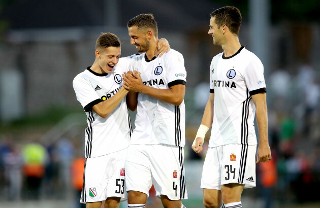 Sebastian Szymanski and Mateusz Wieteska celebrate