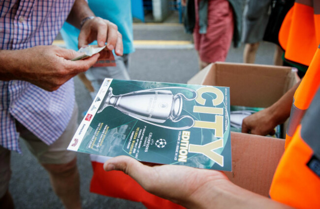A view of The Champions League Trophy of tonight's programme