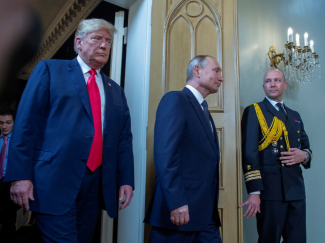 American president Donald Trump and Russian president Vladimir Putin during the meeting in Helsinki.