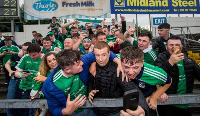 Limerick fans celebrate after the game