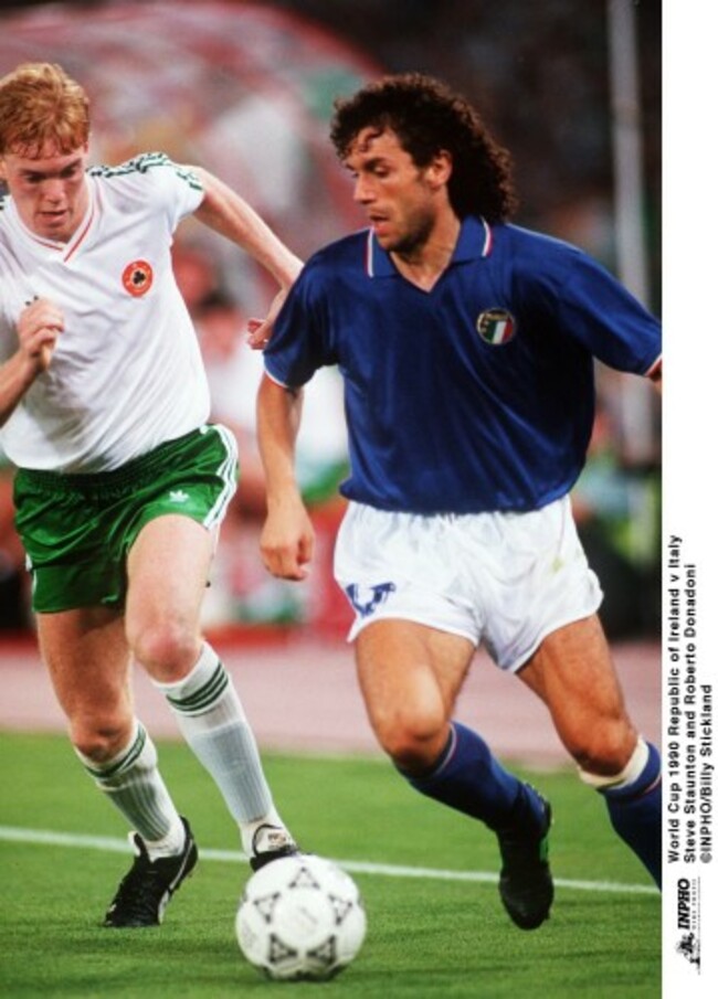 Steve Staunton and Roberto Donadoni1990
