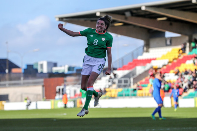 Leanne Kiernan celebrates scoring her sides first goal