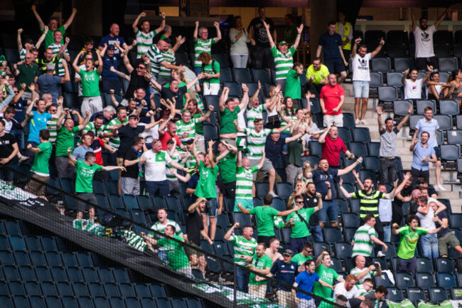 Shamrock Rovers fans celebrate Daniel Carr's goal