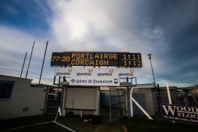 A view of the final score on the scoreboard