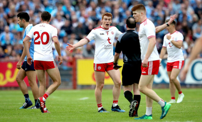 Peter Harte reacts  late on in the game