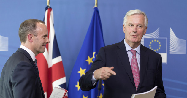 New Brexit Minister Dominic Raab Meets Michel Barnier - Brussels
