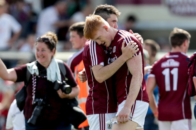 Peter Cooke and Barry McHugh celebrate winning