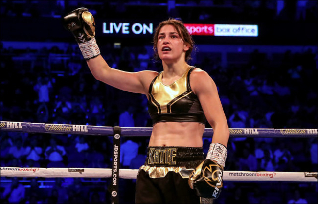 Katie Taylor celebrates her title defence