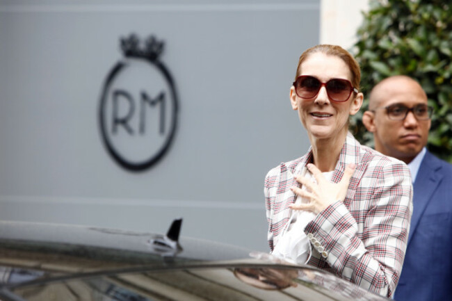 France: Pepe Munoz and Celine Dion leave the hotel Royal Monceau in Paris