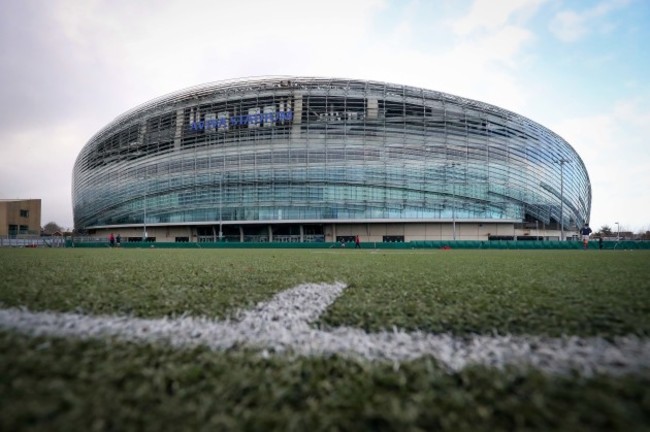 A general view of the Aviva Stadium back pitch